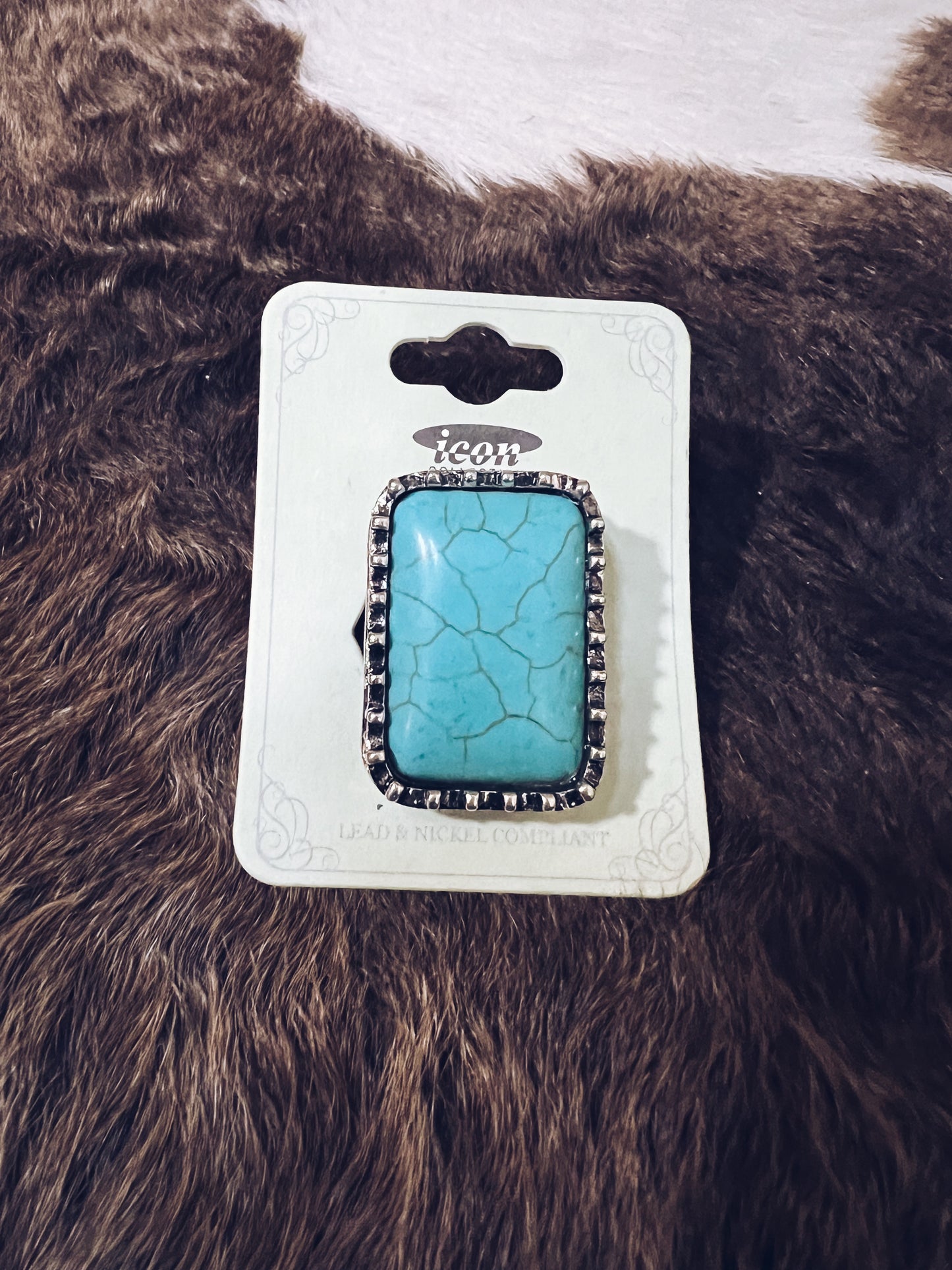 Turquoise Rectangle Stone Ring