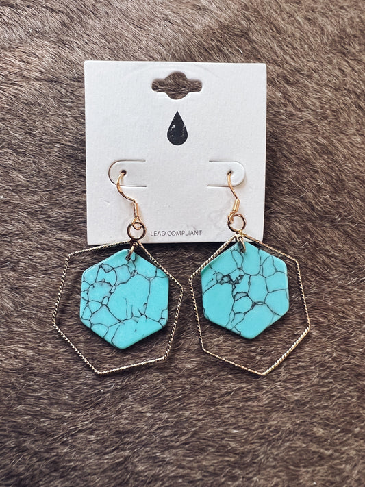 Turquoise Hexagon Earrings