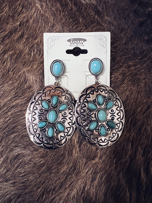 Oval Western Stamped Earrings