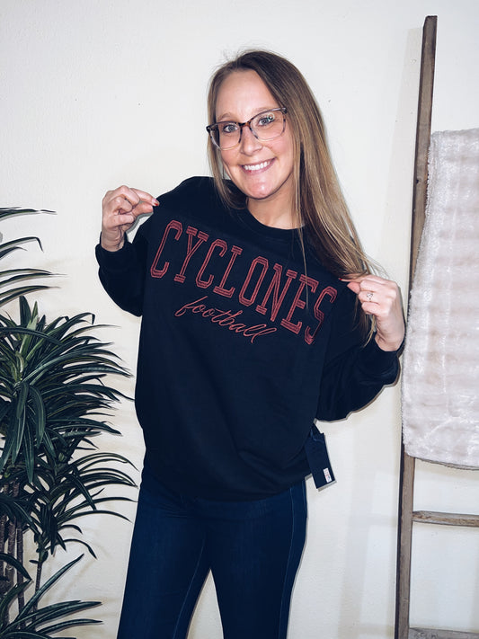 Embroidered Cyclones Football Crewneck